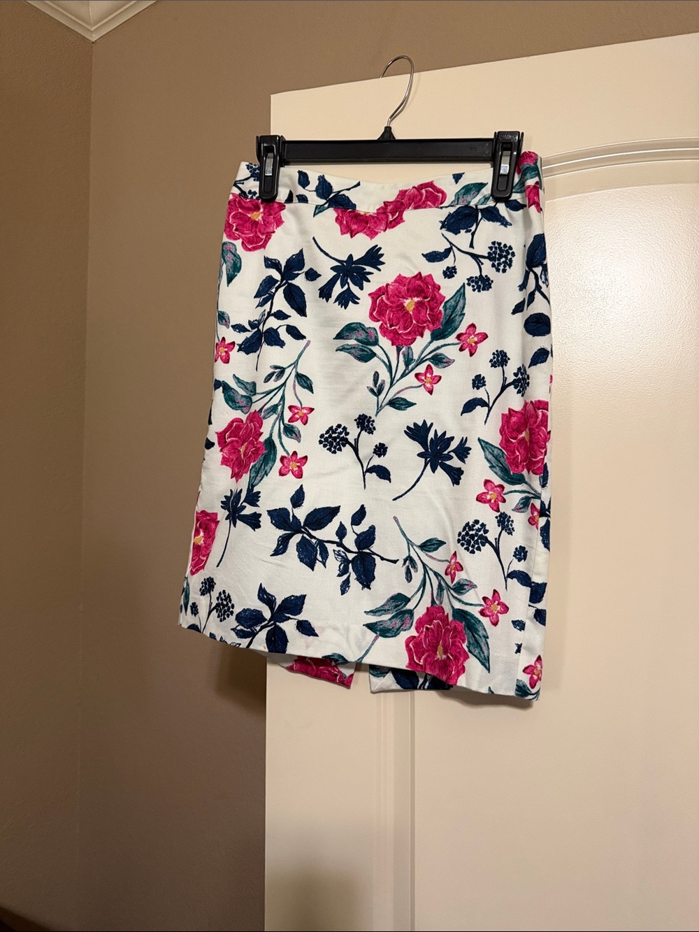 Van Heusen White Mini Skirt with Pink & Navy Floral Print
